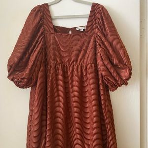 Orange-ish red puff sleeve square neck dress. great condition. only worn once.